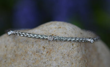 Woven Bracelet | White Gold Bracelet | White Gold Bangle |Handwoven | Diamond Bracelet | Dainty Bracelet | MinimalistBracelet